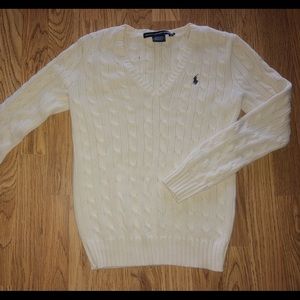 Ralph Lauren Sport white v-neck sweater